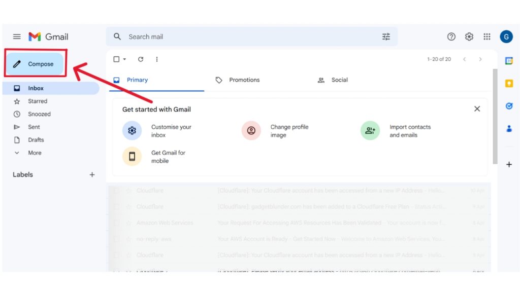 Compose mail in Gmail