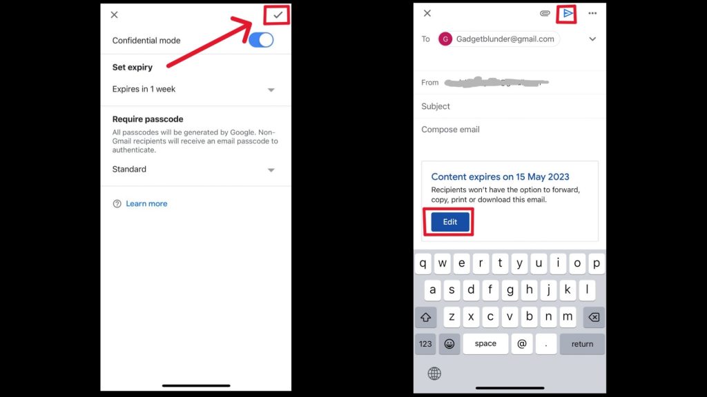 Edit or send confidential email on Gmail