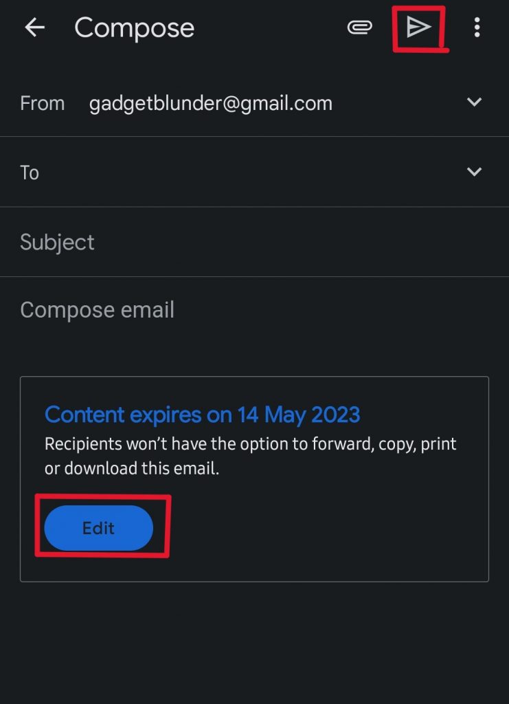 Edit or send confidential email on Gmail