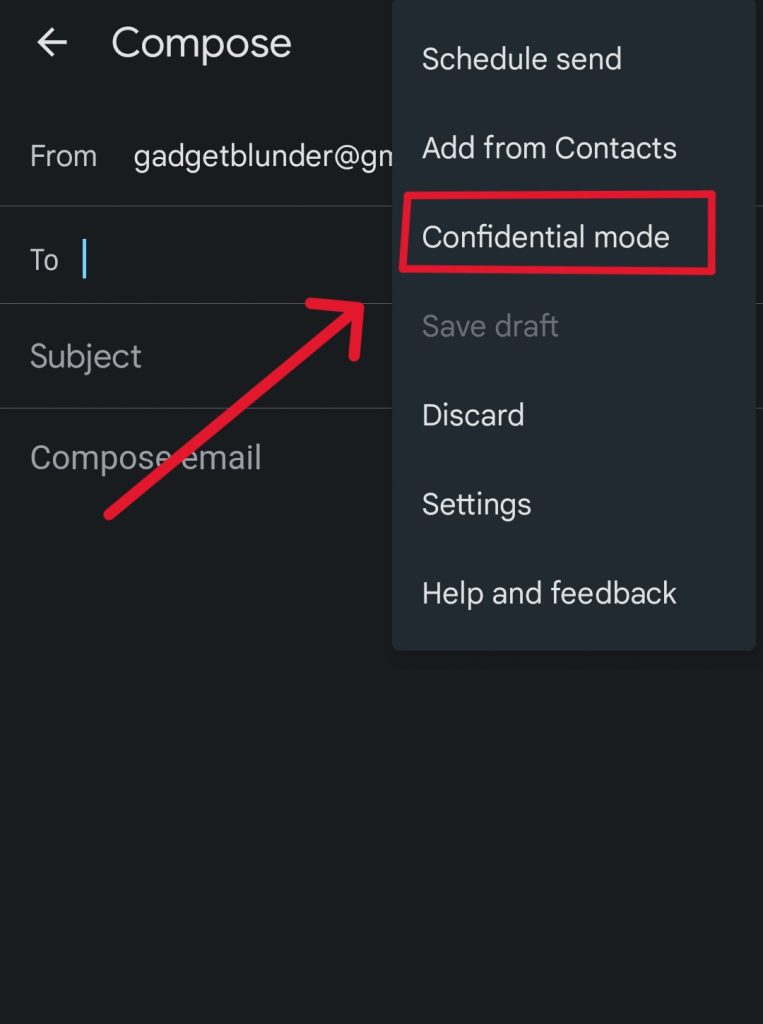 Turn on confidential mode on Gmail