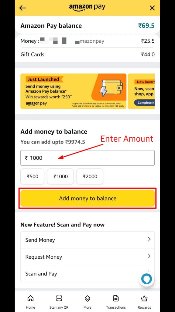 Add funds to Amazon pay