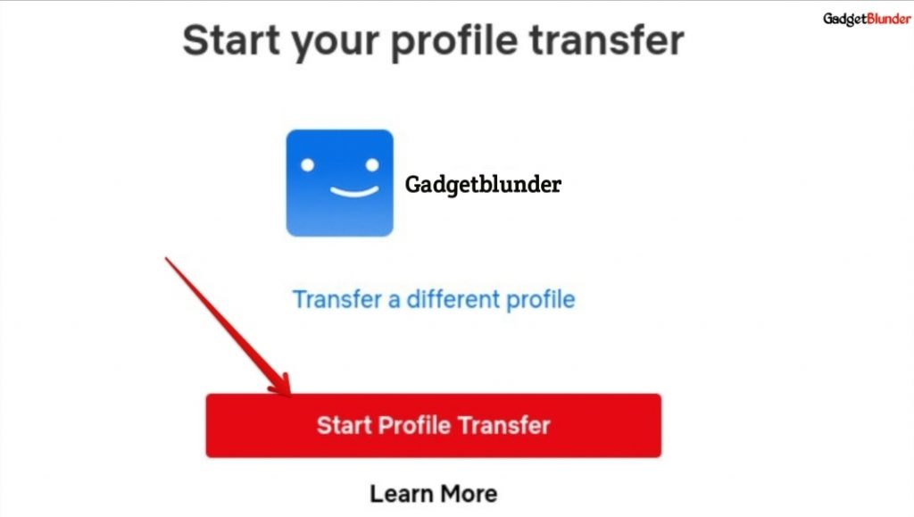 Start Netflix profile transfer